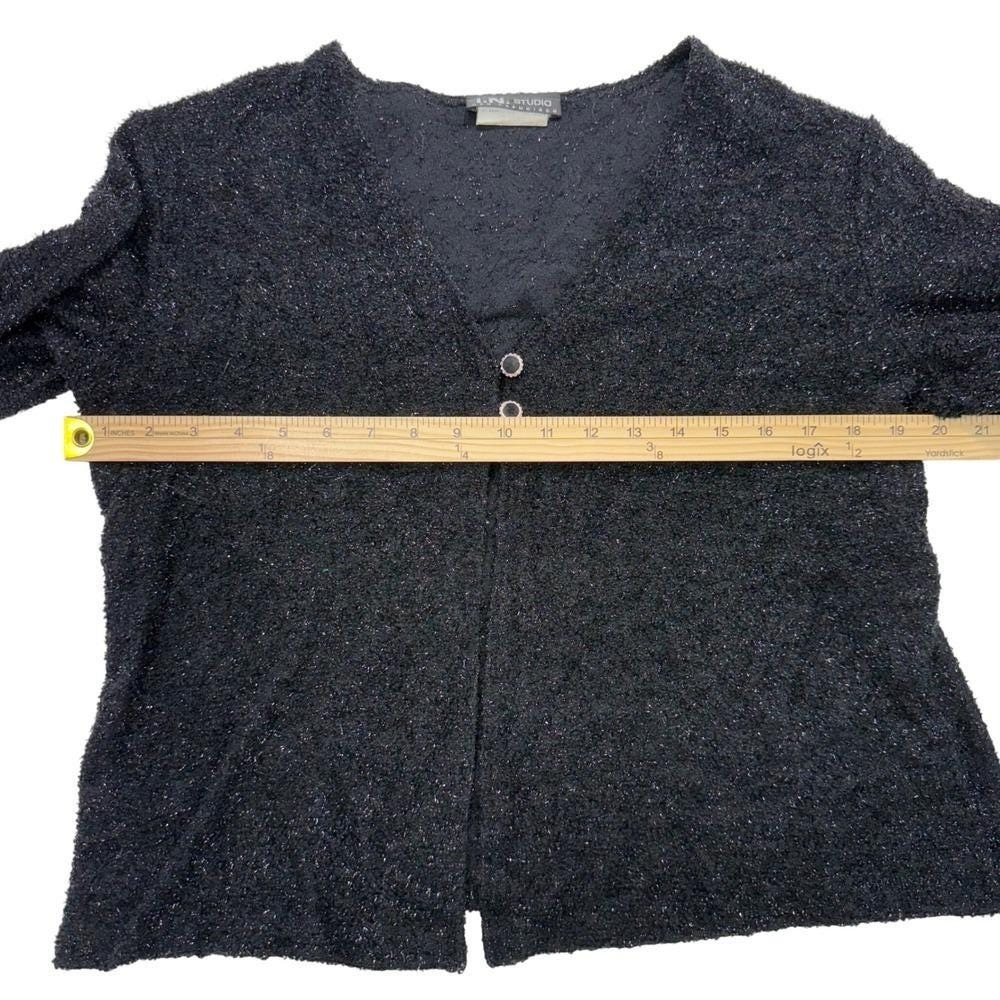 Vintage Womens Sz 14 Black Metallic Sweater Cardigan‎ I.N. Studio San Francisco - Picture 5 of 10